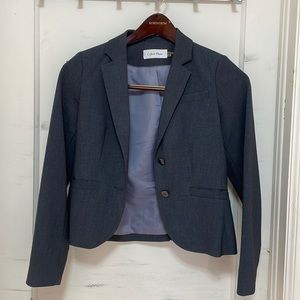 Calvin Klein Women Grey Two Button Blazer